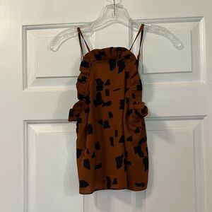 Brown and Black High-Neck Top